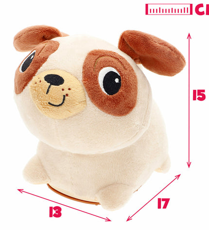 Two Winfun plush moving stuffed animals, soft plastic toys measuring 17x15x13 cm, designed for children’s play and comfort.