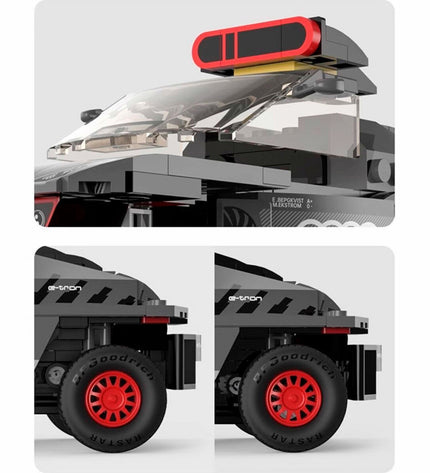 Audi Bouwspel auto with 376 parts, detailed toy building set for kids, featuring miniature Audi car components.