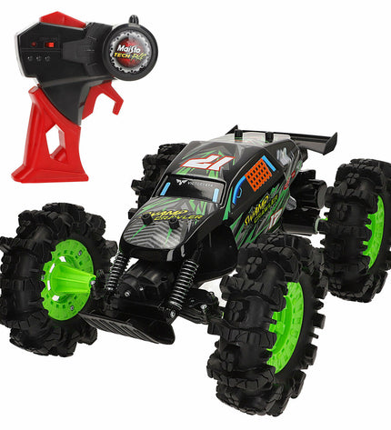 Two Maisto remote control toy vehicles, colorful cars with detailed design, suitable for children and play indoors or outdoors.