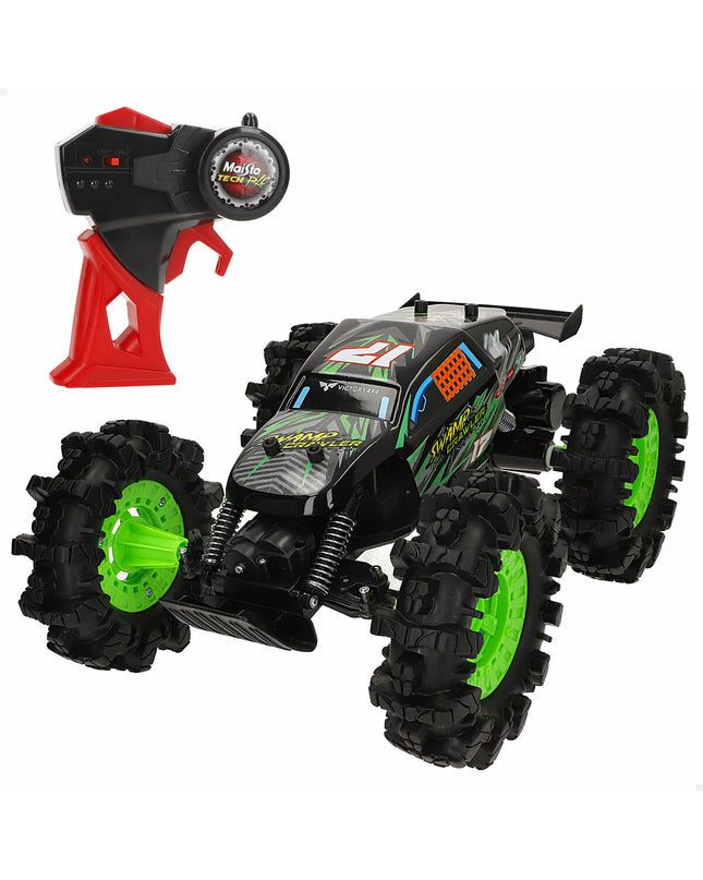 Two Maisto remote control toy vehicles, colorful cars with detailed design, suitable for children and play indoors or outdoors.