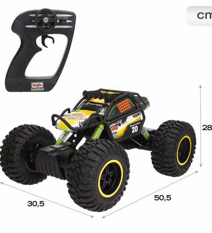 Two Maisto remote control toy cars for children, featuring colorful details and realistic vehicle designs.