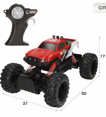 Two Maisto remote control toy vehicles with black and red bodies, featuring detailed design and remote controls in the image.