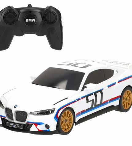 Set of four BMW remote control toy police cars in blue and red, 1:24 scale, measuring 20 x 6 x 7.5 cm each.