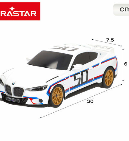 Set of four BMW remote control toy police cars in blue and red, 1:24 scale, 20x6x7.5 cm, for children’s play and games.