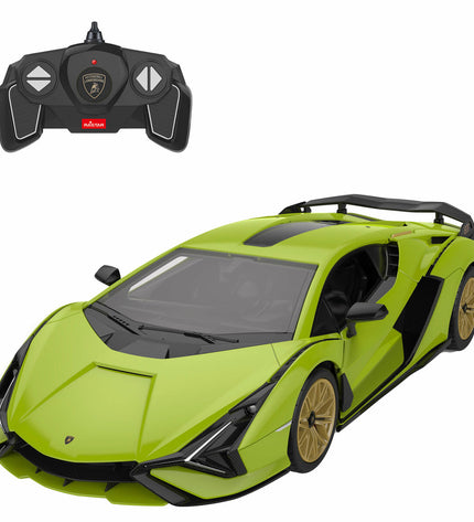 Two Lamborghini remote control police cars, detailed toy vehicles for children, with realistic police features and vibrant colors.