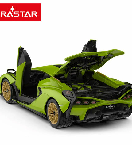 Two Lamborghini remote control police toy cars on a play surface, detailed with police markings and lights for kids' play.