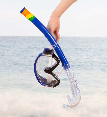 Set of six AquaSport children's blue snorkel masks and snorkel tubes for water sports and outdoor activities.