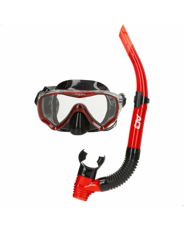Set of six AquaSport kids' snorkel masks and snorkel tubes in blue and red for watersports and outdoor swimming activities.