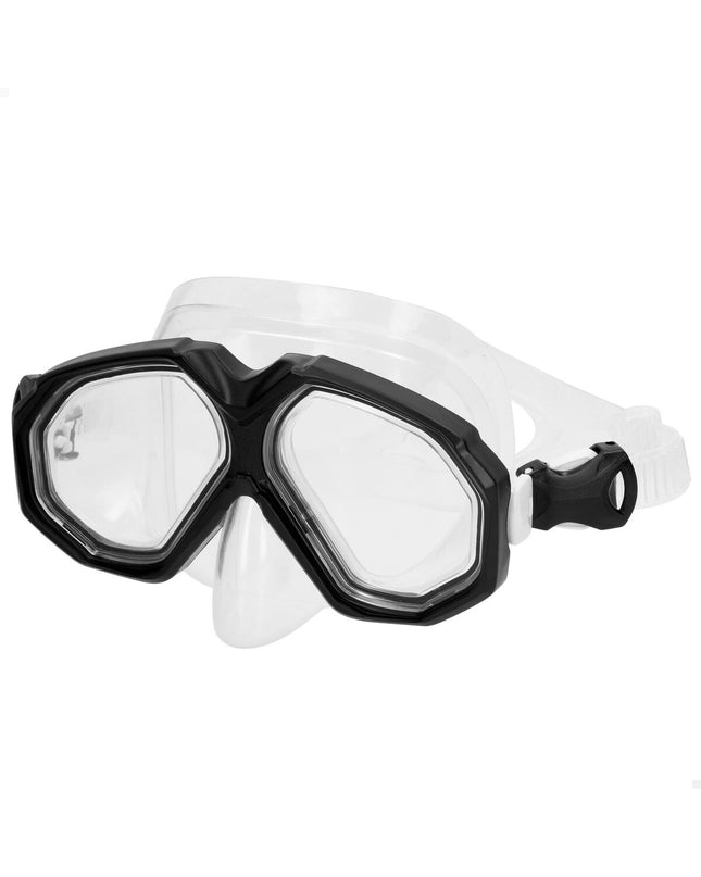 Six AquaSport black diving goggles for water sports and outdoor activities, shown in a close-up image.