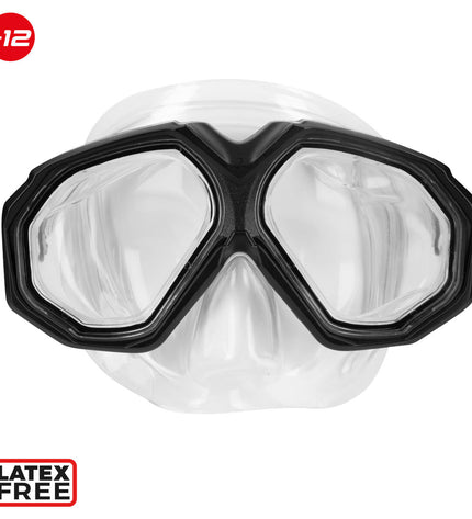 Six black AquaSport diving goggles for water sports, featuring adjustable straps and a sleek design for outdoor aquatic activities.