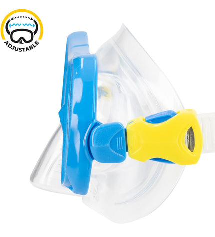 Six blue AquaSport diving goggles for watersport activities, with adjustable straps and clear lenses, designed for outdoor water sports.