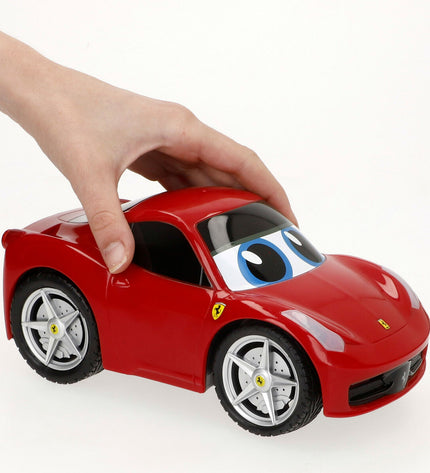 Four Ferrari remote-controlled police cars, 21x10x11 cm, toy vehicles for children, in vibrant red with police decals.