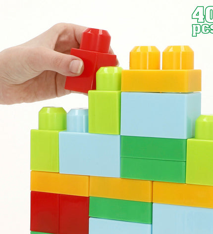 Colorful construction building blocks from BigBuy Kids' Bouwstenen 40 Onderdelen toy set, arranged in a playful display.