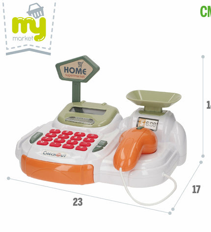 Set of four BigBuy Kids toy cash registers, 23x14x17 cm, for pretend play and role-playing games.
