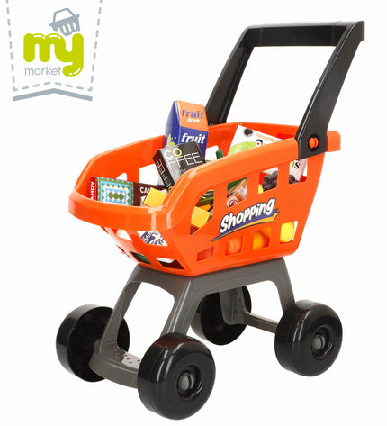 Two BigBuy Kids play supermarket sets with 50 colorful toy food items, measuring 50x82x42 cm, for imaginative role-playing.