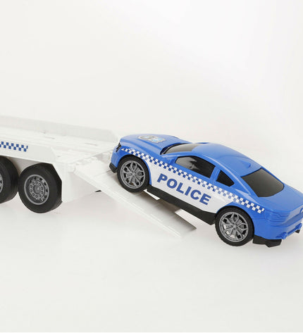 Two Speed & Go toy trucks with 55x17x12 cm dimensions, featuring realistic vehicle details and vibrant colors.