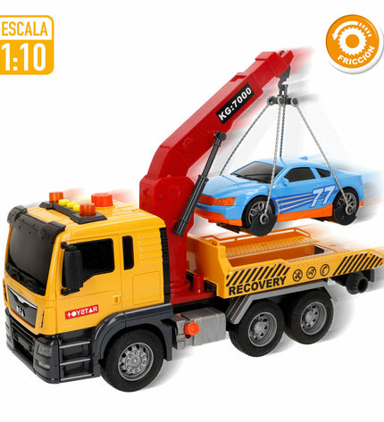 Four Speed & Go toy crane trucks, 33 x 23 x 12 cm, featuring colorful construction vehicle designs for children.
