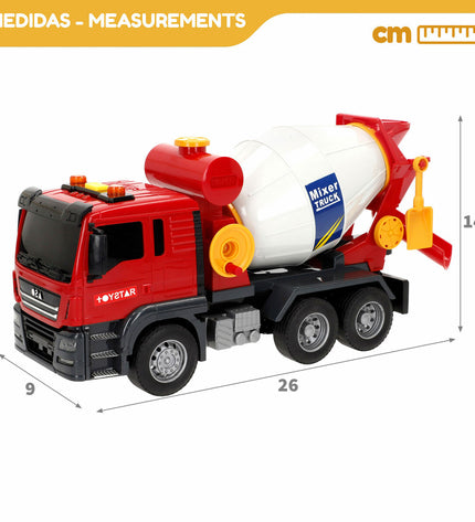 Set of six Speed & Go Betonmolen Speed & Go light, sound toy vehicles, measuring 26x14x9 cm, for kids' playful fun.