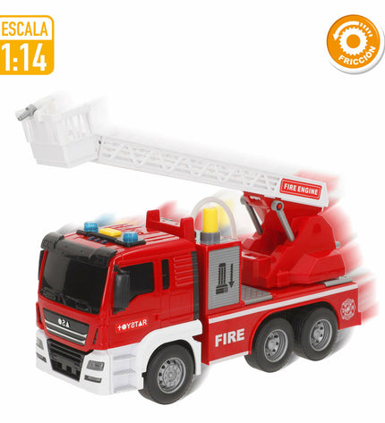 Six Speed & Go fire truck toys with lights and sound, measuring 26x14x9 cm, suitable for children to play with.