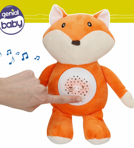 Colorbaby plush toy with LED projector, soft stuffed animal in plastic, measuring 25x27x13 cm, set of four for children.