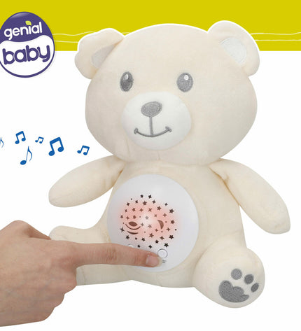 Colorbaby plush toy with LED projector, soft stuffed animal in plastic, 20x25x12 cm, set of four, suitable for children’s play and comfort.
