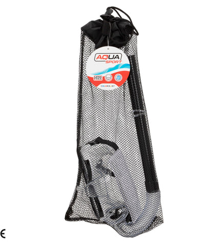 Set of six AquaSport kids' black and red snorkel masks and snorkel tubes for children, suitable for watersport activities.