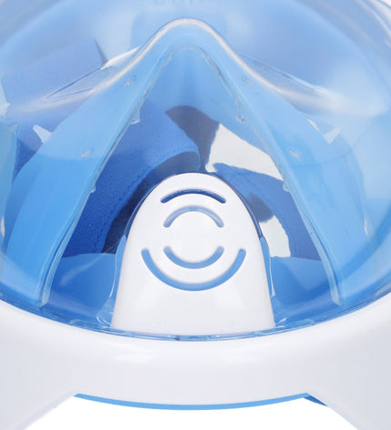 Blue turquoise AquaSport snorkel mask with camera support for watersports, shown in a set of four.
