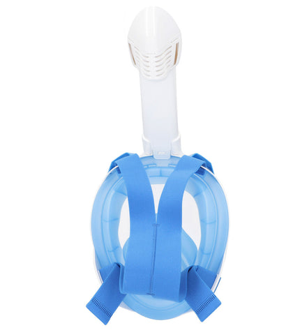 Blue and white AquaSport snorkel masks with camera support, set of four, designed for watersports and outdoor snorkeling activities.