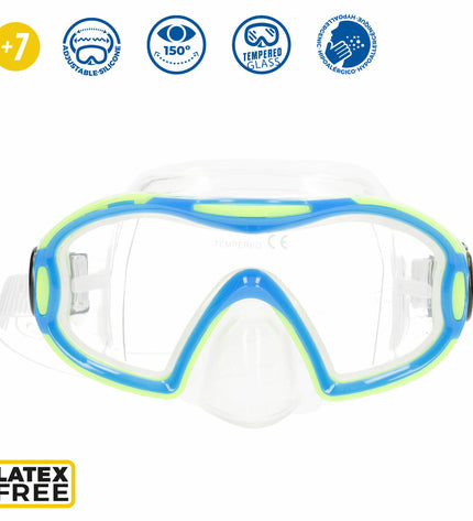 Set of 6 AquaSport kids' blue and pink snorkel masks and tubes for watersport and outdoor swimming activities.