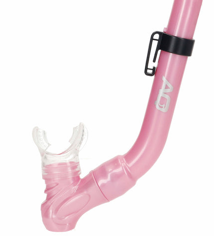 AquaSport children's snorkel mask and snorkel set in blue and pink, featuring six waterproof sports outdoor water sport gear.