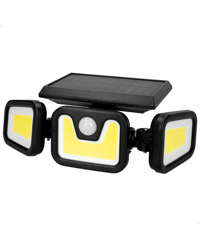 Set of four Aktive solar-powered outdoor garden spotlights with dimensions 28x9x12 cm, ideal for outdoor decorative lighting.