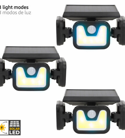 Set of four Aktive solar-powered outdoor garden spotlights, 28x9x12 cm, for decorative outdoor lighting.