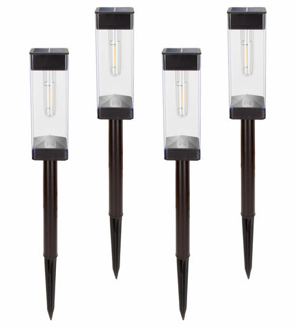 Set of four Aktive outdoor garden decorative solar lamps, 6 x 55 x 6 cm, ideal for outdoor lighting and garden decor.