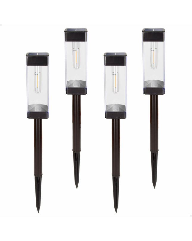 Set of four Aktive outdoor garden decorative solar lamps, 6 x 55 x 6 cm, ideal for outdoor lighting and garden decor.