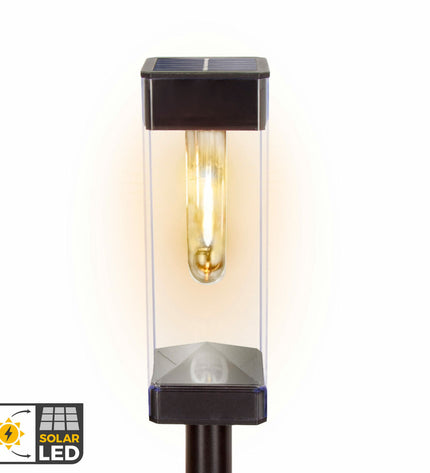 Set of four Aktive outdoor garden decorative solar lamps, 6x55x6 cm, designed to enhance exterior lighting and garden ambiance.