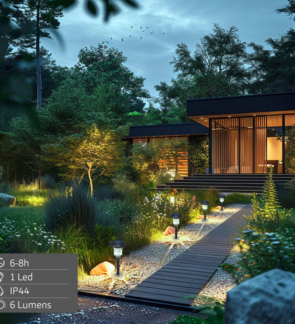 Set of four Aktive outdoor garden decorative solar lights, 15x49x15 cm, ideal for enhancing exterior landscape lighting and ambiance.