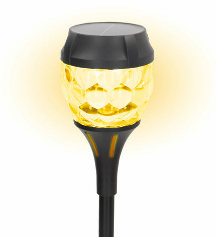 Set of six Aktive outdoor garden decorative solar lamps, 9x40x9 cm, for exterior lighting and garden ambiance.