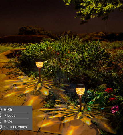 Set of six Aktive outdoor garden decorative solar lanterns, 9x40x9 cm, for outdoor lighting and garden decor.
