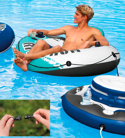 Set of six yellow Intex inflatable Citroen-themed floaties, 135x55x135 cm, designed for pool play and outdoor fun.