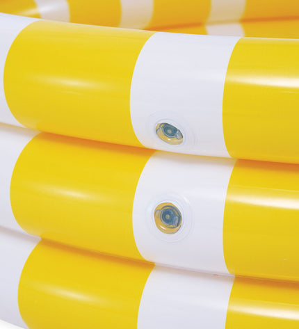 Six yellow Intex inflatable children's pools with Citroen design, measuring 147 x 33 x 147 cm, for outdoor play and sports.