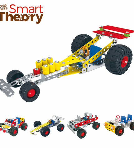 BigBuy Kids Bouwspel Auto with 236 components for building and playing, featuring colorful plastic parts and detailed assembly pieces.
