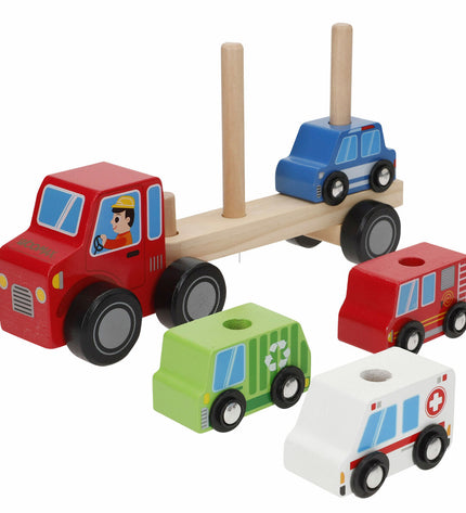 Set of six BigBuy Kids toy autotransporters and wagons, 25x13x6 cm, for imaginative play and vehicle fun.