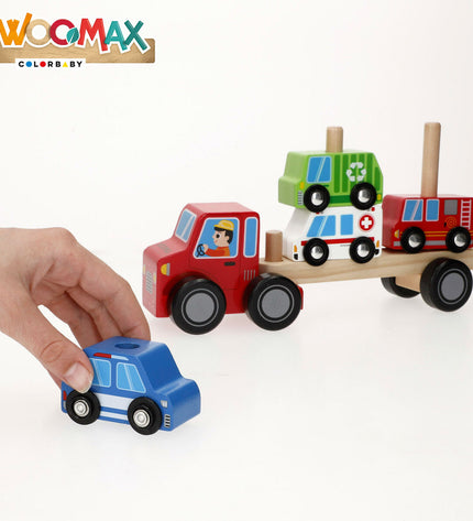 Set of six BigBuy Kids toy autotransporters and wagons, measuring 25x13x6 cm, for children’s vehicle play.