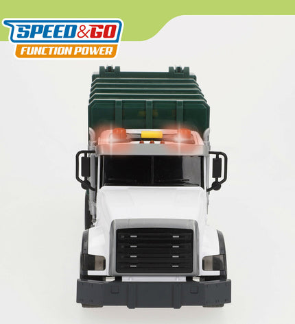 Six Speed & Go toy garbage trucks, 31x13x10 cm, colorful plastic vehicles for children playing with toy vehicles.