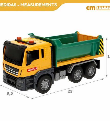 Six Speed & Go construction trucks for public works, light and sound features, measuring 25x11x9.5 cm each.