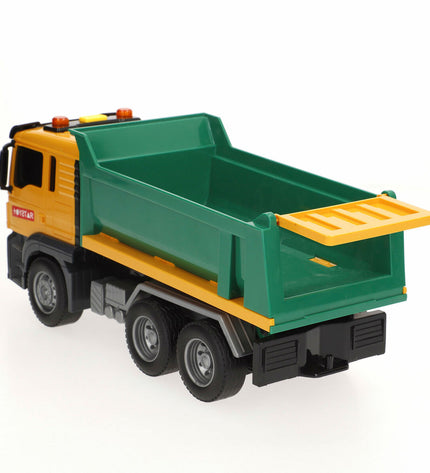 Set of six Speed & Go construction truck toys, open public works vehicles with lights and sound, 25x11x9.5 cm each.