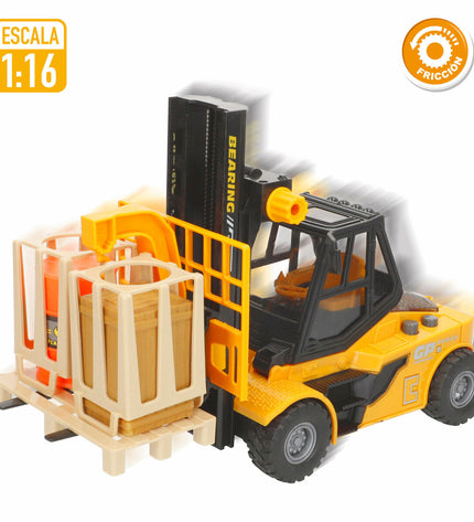 Colorbaby Bouwvoertuigen speelgoed set with 6 colorful light and sound construction vehicles, measuring 26x14x10 cm each.