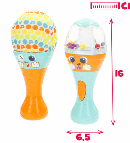Set of six Winfun musical toys for babies, colorful, 7x17x7 cm, designed for young children’s play and development.