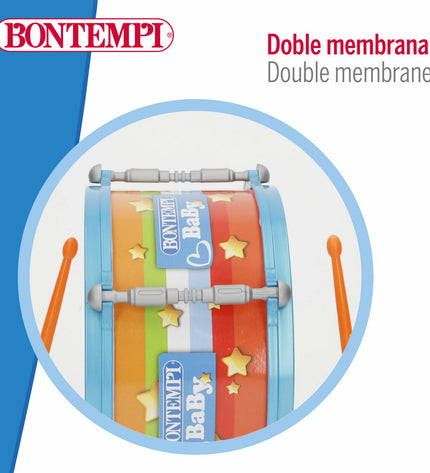 Six Bontempi baby tambourines, 24x13x24 cm, colorful toy percussion instruments for young children, lightweight and durable.