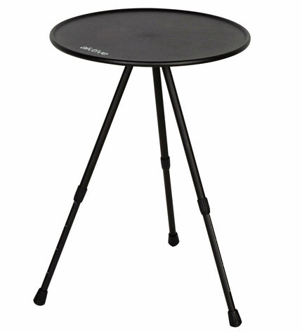 Set of four black Aktive folding tables for outdoor camping and hiking, measuring 37x55x37 cm, lightweight and portable.